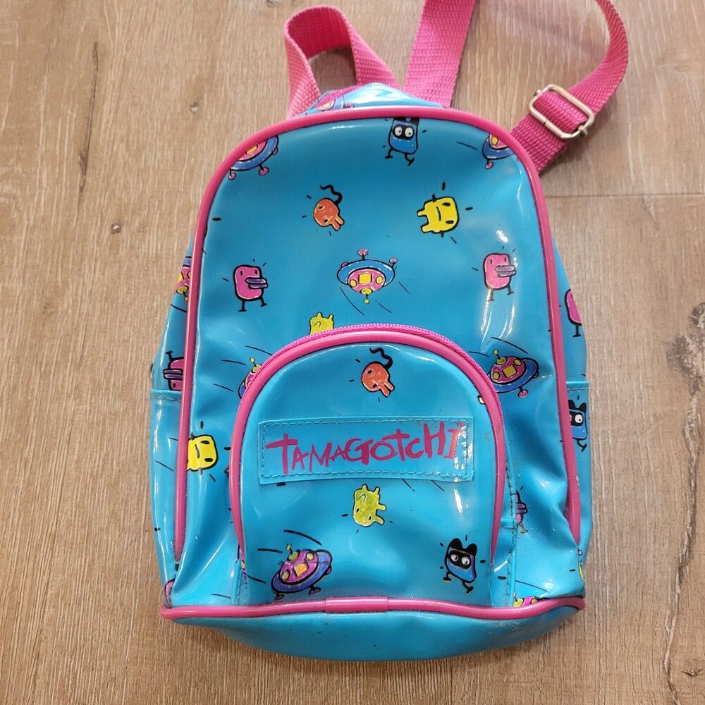 vintage tamagotchi mini backpack blue vinyl